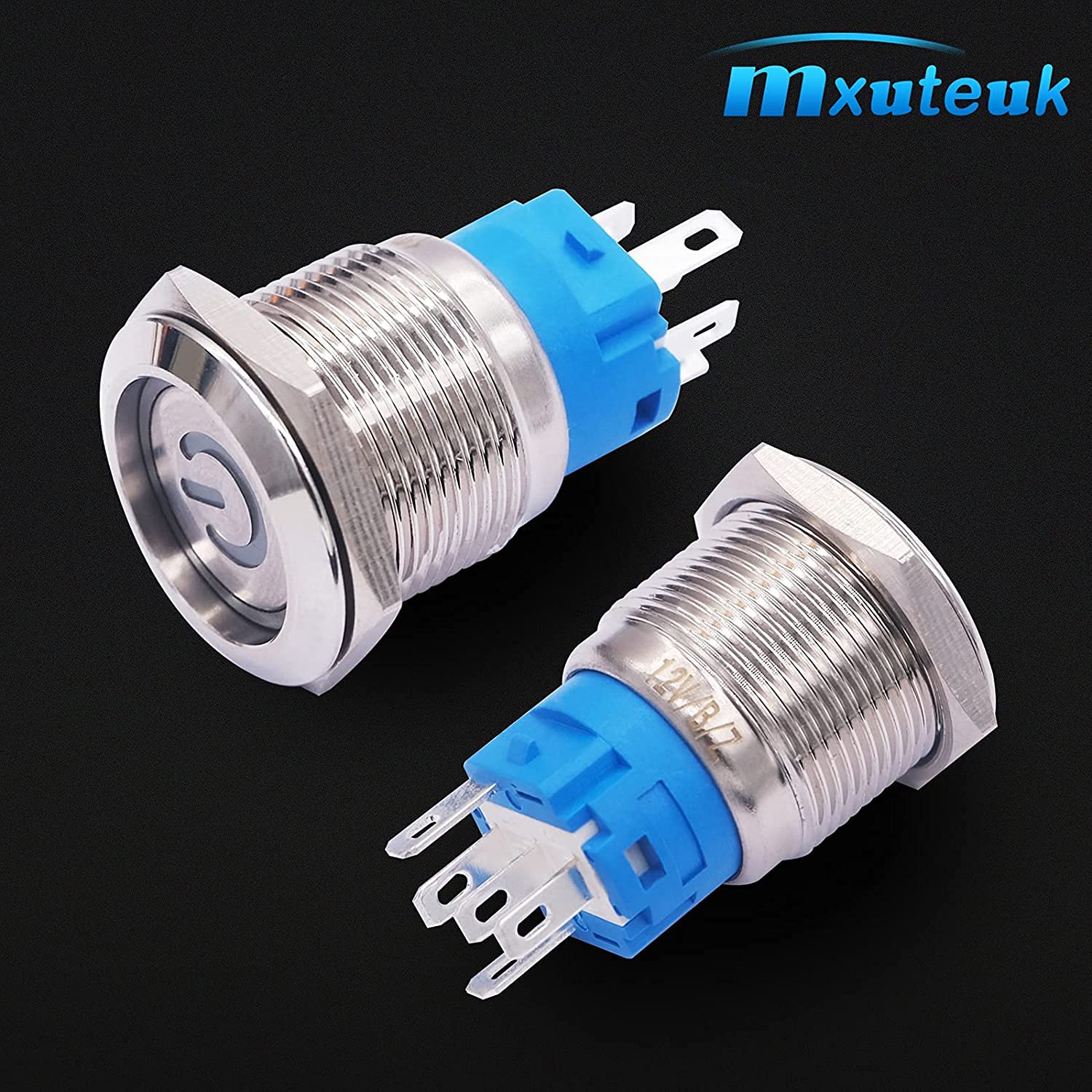 Interruttore Pulsante 19mm Metallico - 1NO1NC, LED Rosso 12V, IP65 - Foto 6