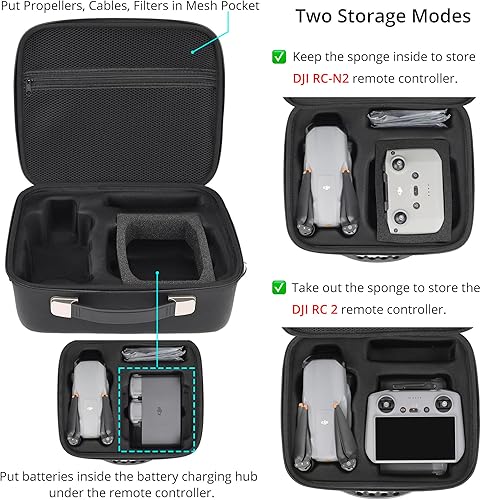 Miniatura 2 de PONYRC Funda de transporte Air 3, portátil impermeable de piel sintética bolsa de viaje para DJI Air 3, DJI RC-N2DJI RC 2 Remote Otros accesorios