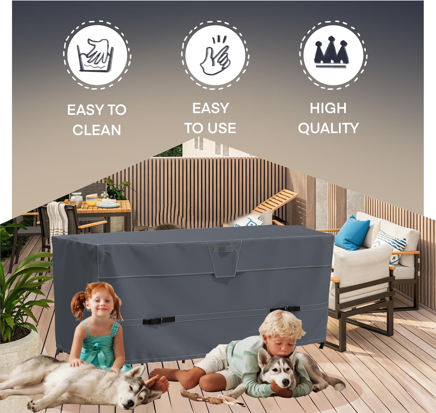 49" Patio Bistro Set Cover, Waterproof & Fade-Resistant Outdoor Bar Set Cover for Table and Chairs, Heavy Duty 600D Oxford, All-Weather Protection with Air Vent Buckles, Grey