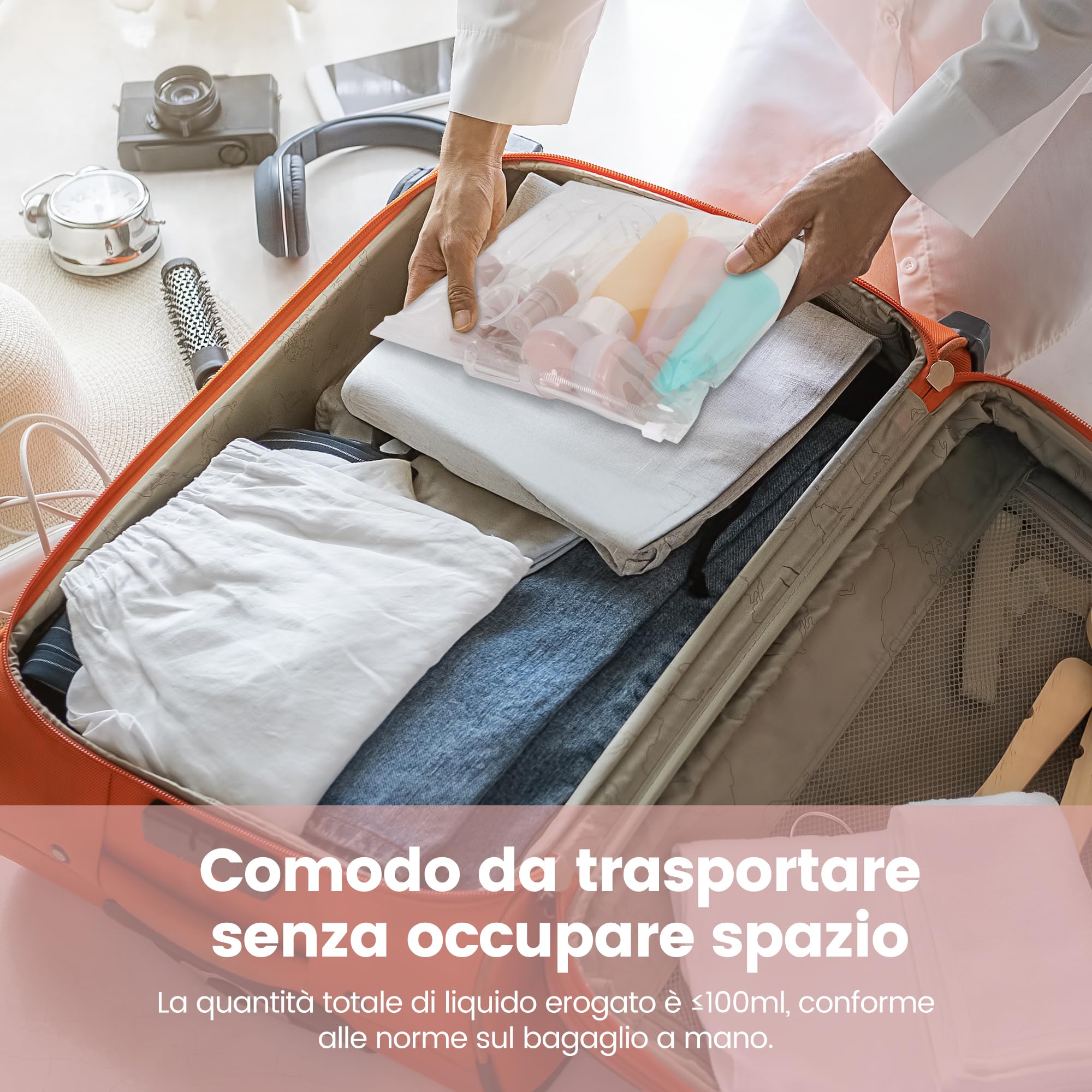 Set di 11 kit viaggio liquidi, contenitori da viaggio per liquidi, flaconi da viaggio 30/50/60/80 ML, piccole lattine di crema, flacone spray trasparente, erogatore di pompa shampoo, set regalo donna