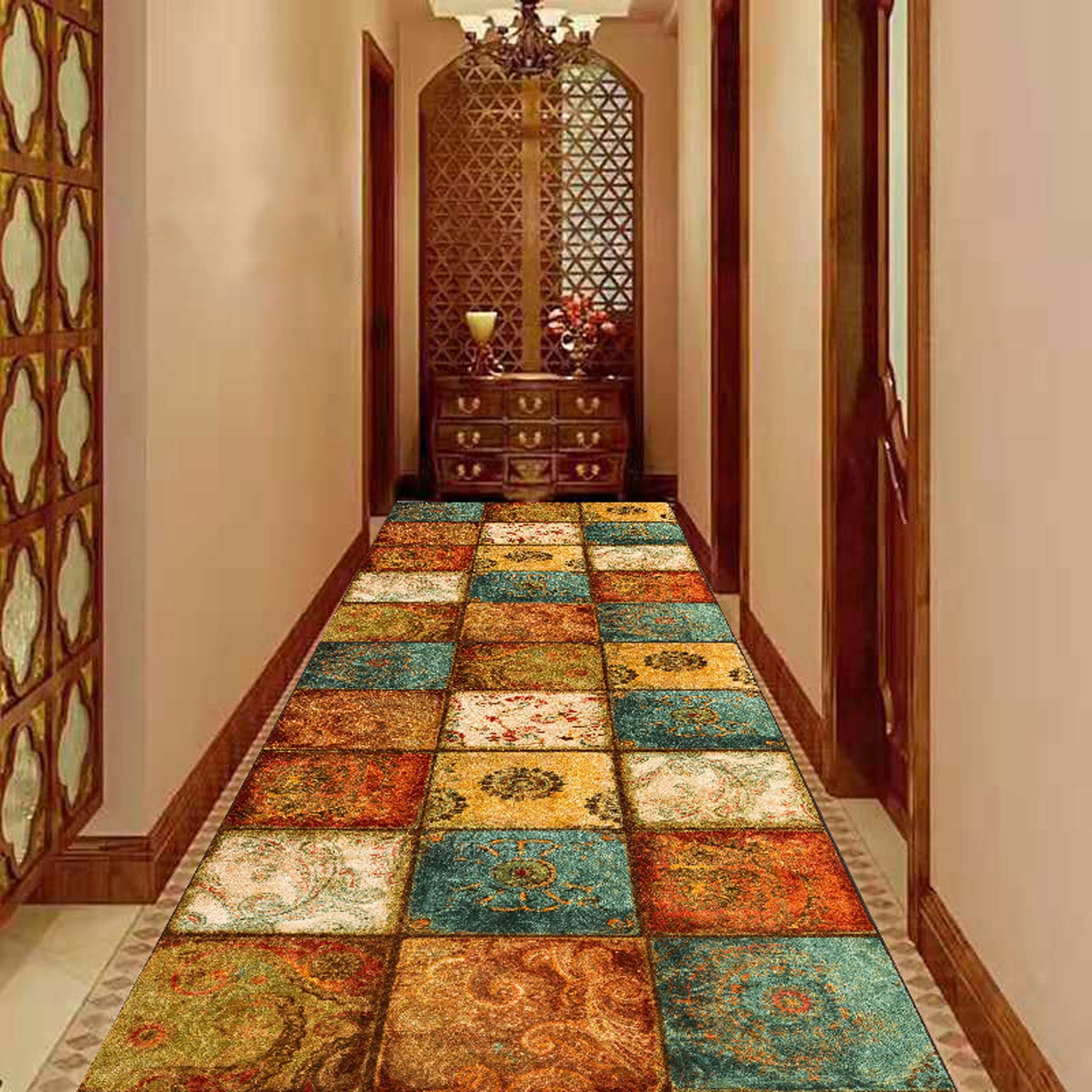 ZZUU Alfombra de Pasillo Antideslizante，Alfombra de Vinilo para Salón,Cocina,Baño y Pasillo，Antideslizante,Lavable