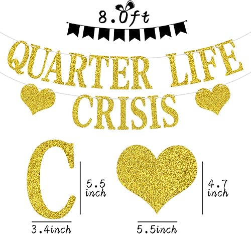 Miniatura 2 de Cartel de crisis de Quarter Life, divertido letrero de banderines de cumpleaños, suministros de decoración de fiesta de cumpleaños 2530, fondo de