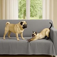 Byour3 - 3 4 2 Seater Sofa Cover Cotton Blend Double Granfoulard Washable Furniture Covers Multipurpose Universal Sofa Cover Protector with or without Peninsula (Steel Grey, 4 Seaters)