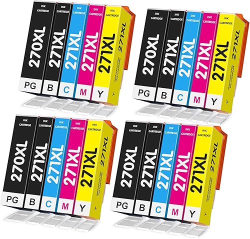 Valinkso Compatible PGI-270XL CLI-271XL Reemplazo para cartuchos de tinta Canon 270 271 270XL 271XL Compatible con Pixma MG6821 MG6820 TS6020 TS8020