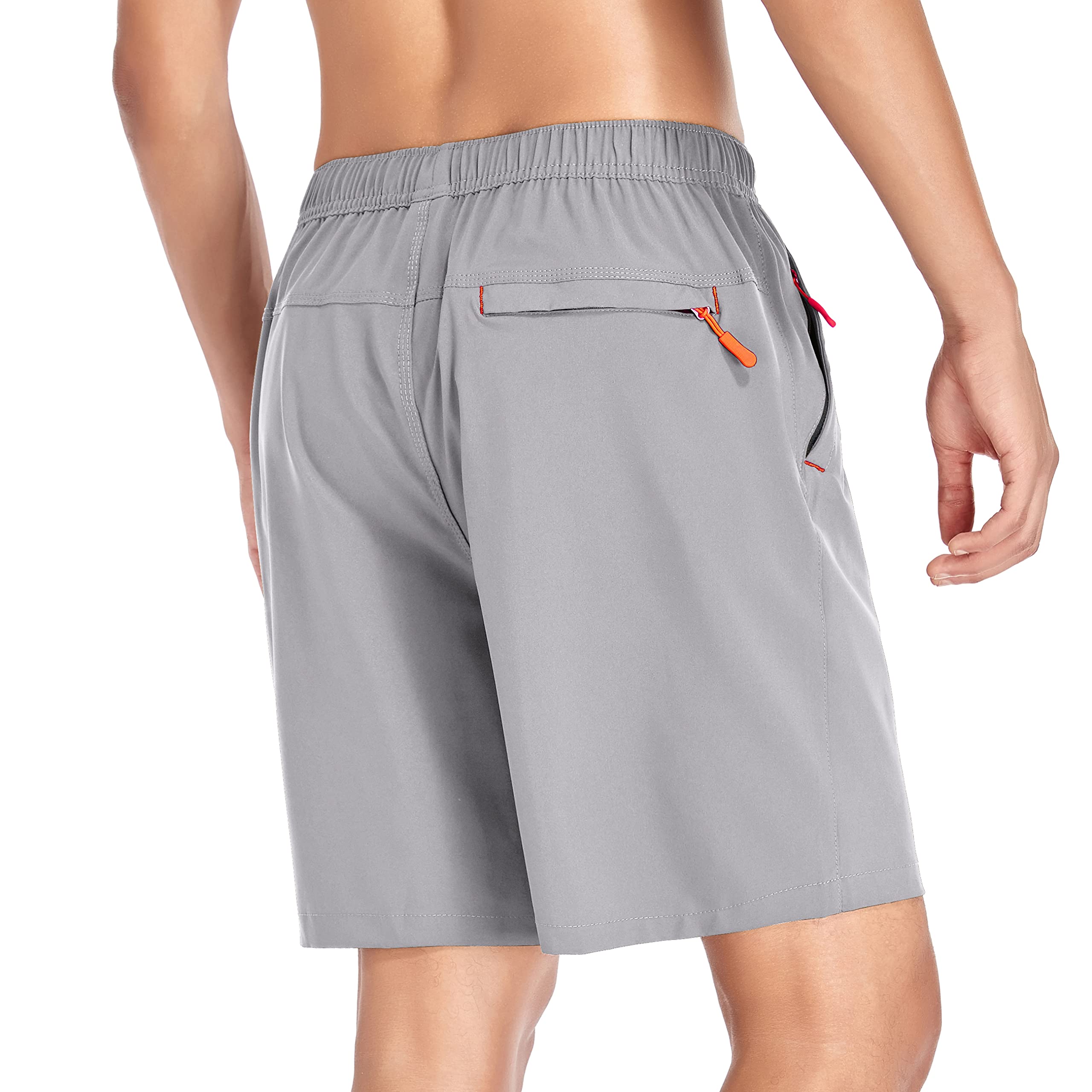 SelovzzMen's Gym Shorts Sports Quick Dry Workout Running or Casual Training Short with Zipper Pockets