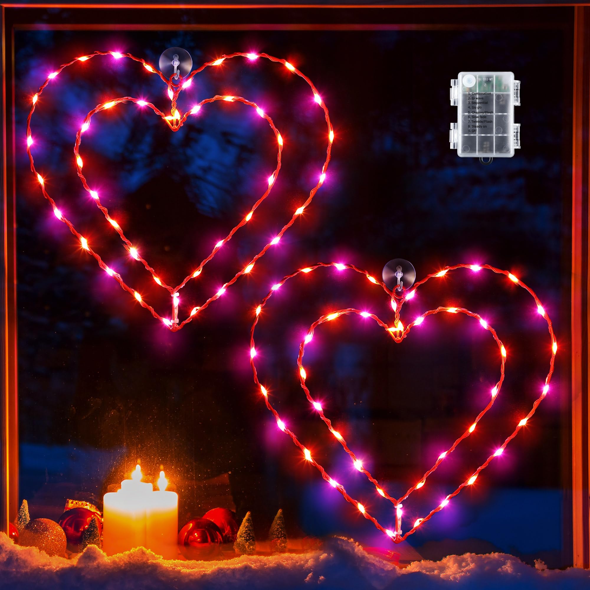 Window Lights Valentines Day FUNIAO (New) Valentine's Day Window