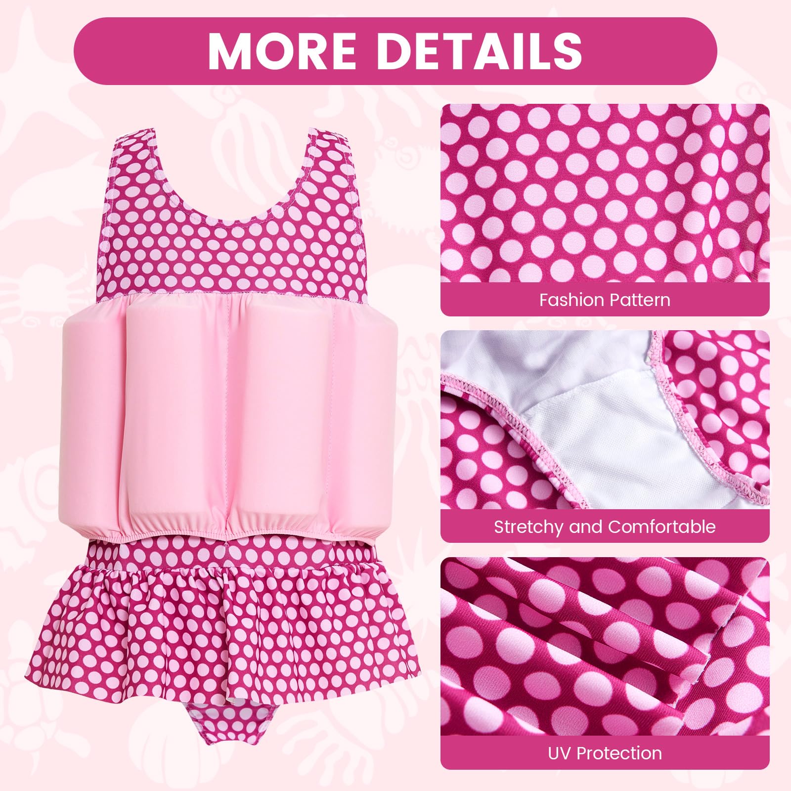 Maillot de bain une pièce pour bébé fille avec flotteur