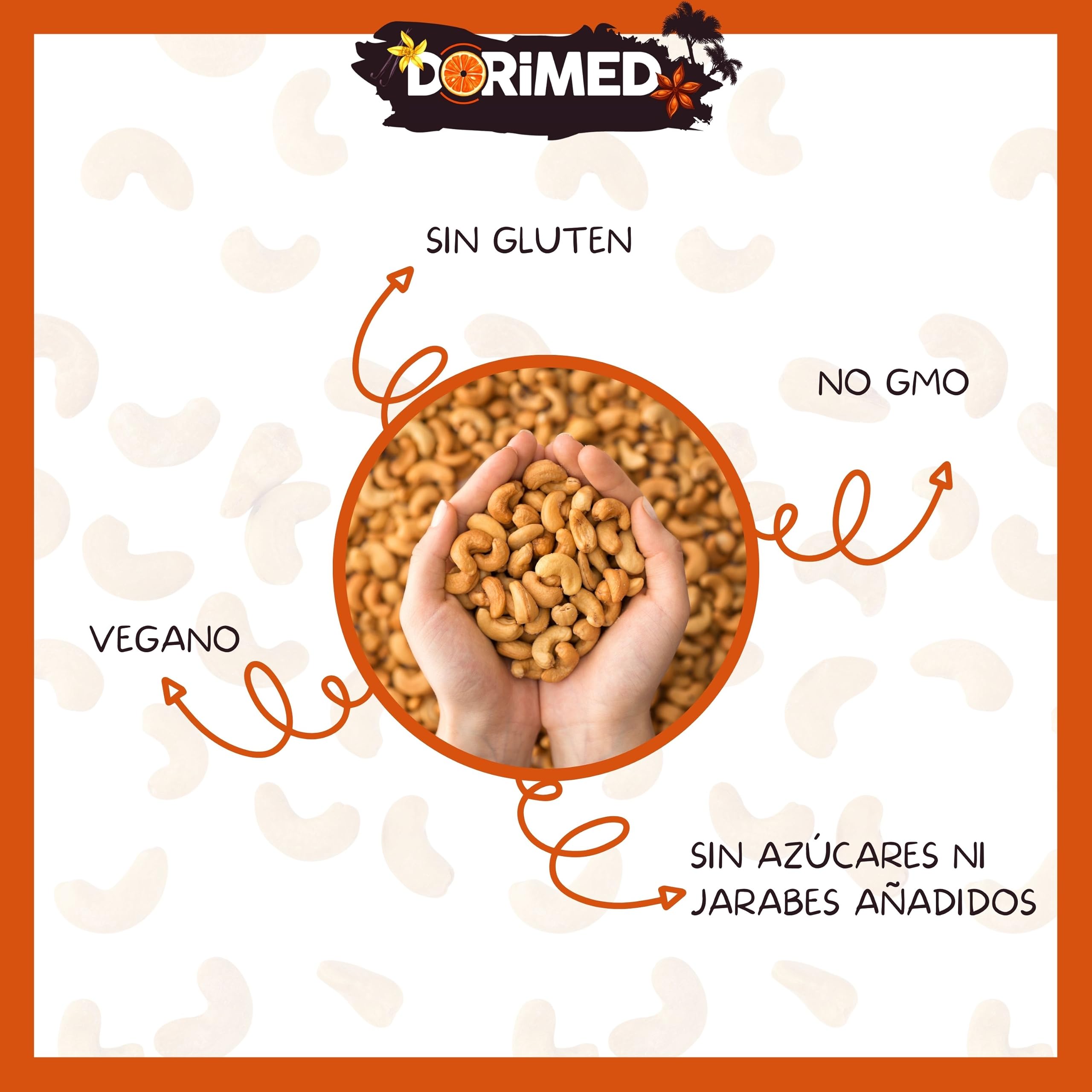 Anacardos Enteros Tostados | 1 Kg de Piezas de Frutos Secos de Origen Natural | Nuez Sin Cáscara | Sin Sal | Cashews nuts | Dieta vegana y vegetariana | Dorimed
