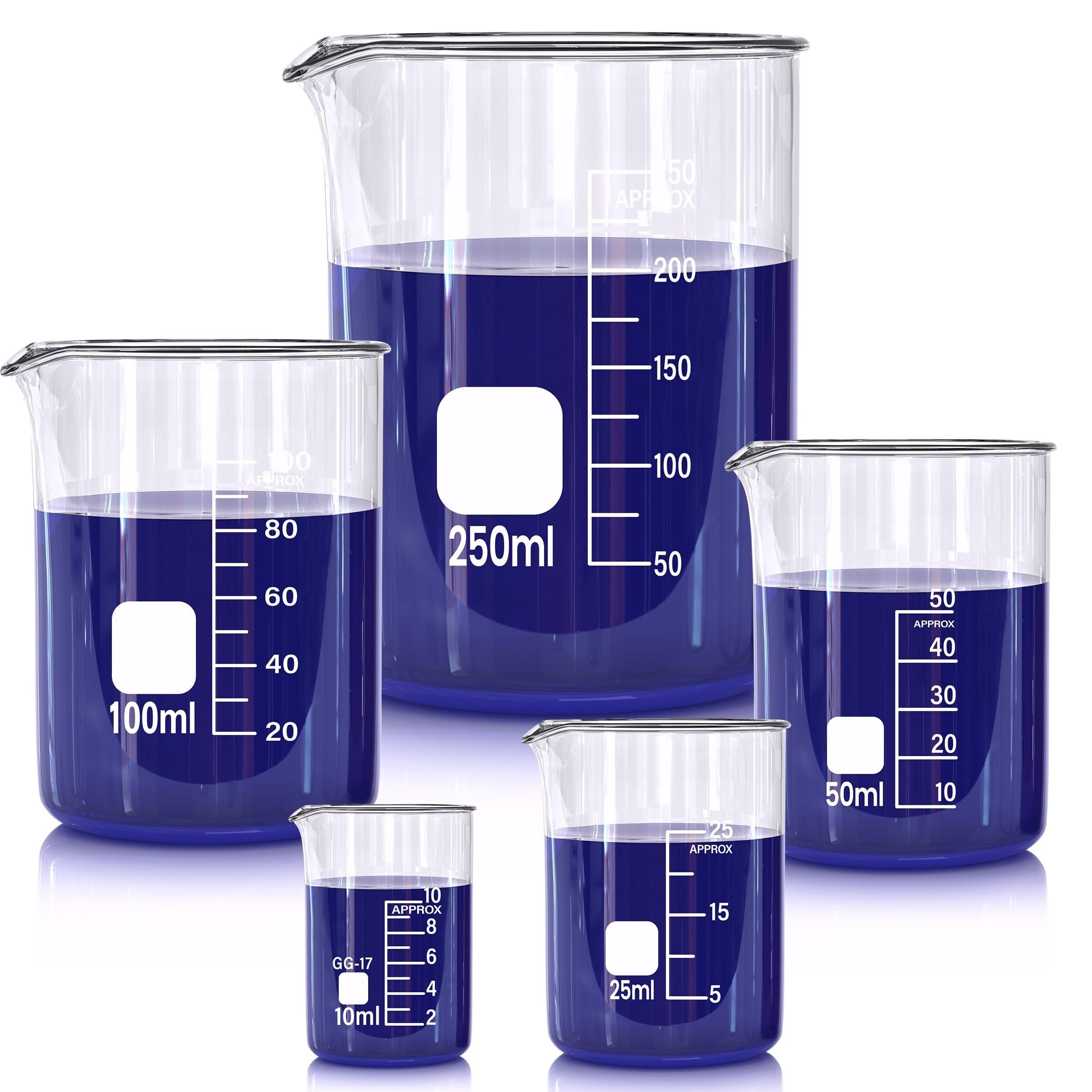 Glasbecher-Set, 4 Stück, Borosilikat-Becher Für Labore, Klassenzimmer Oder Zuhause, Griffin Bechergläser Niedrige Form, 5-5000ml(200ml)