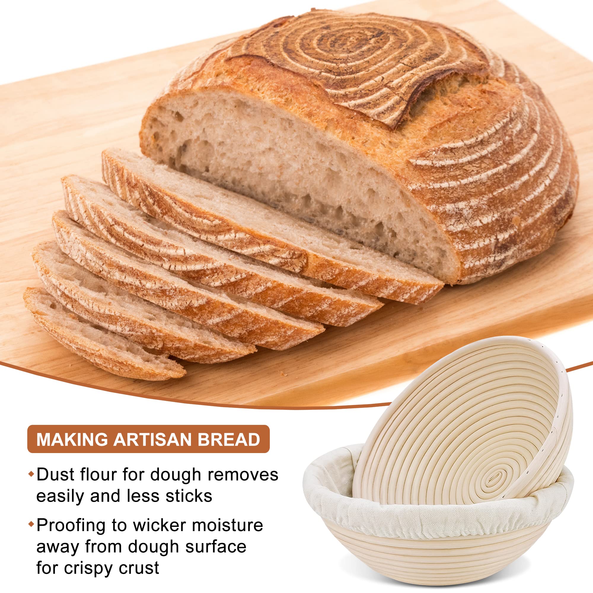 Banneton - Cesta de prueba de pan: 2 cuencos redondos SnailDigit de 22,5 cm para hacer pan artesanal, panaderos profesionales y caseros