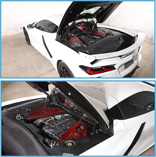 Miniatura 6 de Cubierta de panel de bahía del motor compatible con Chevrolet Corvette C8 Stingray 2020-2024, aleación de aluminio 2 piezas para compartimento del