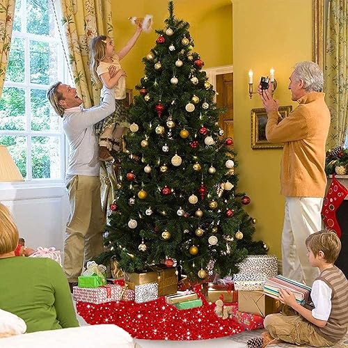 Miniatura 31 de Falda de árbol de Navidad negra de 46 pulgadas, falda de árbol de Navidad con lentejuelas de terciopelo suave, falda de árbol de Halloween