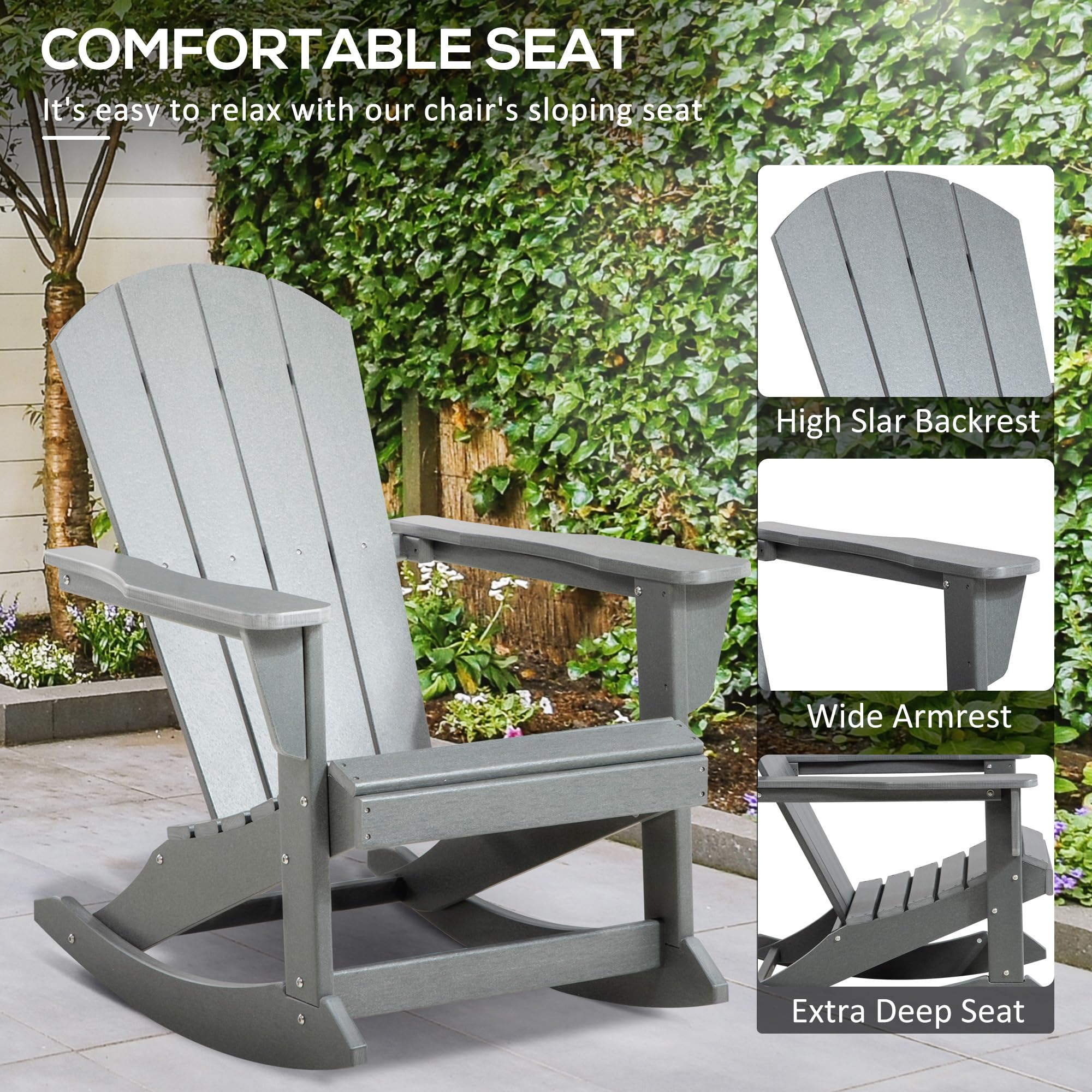 Snapklik.com : Outdoor Rocking Chair, HDPE Adirondack Style Rocker ...