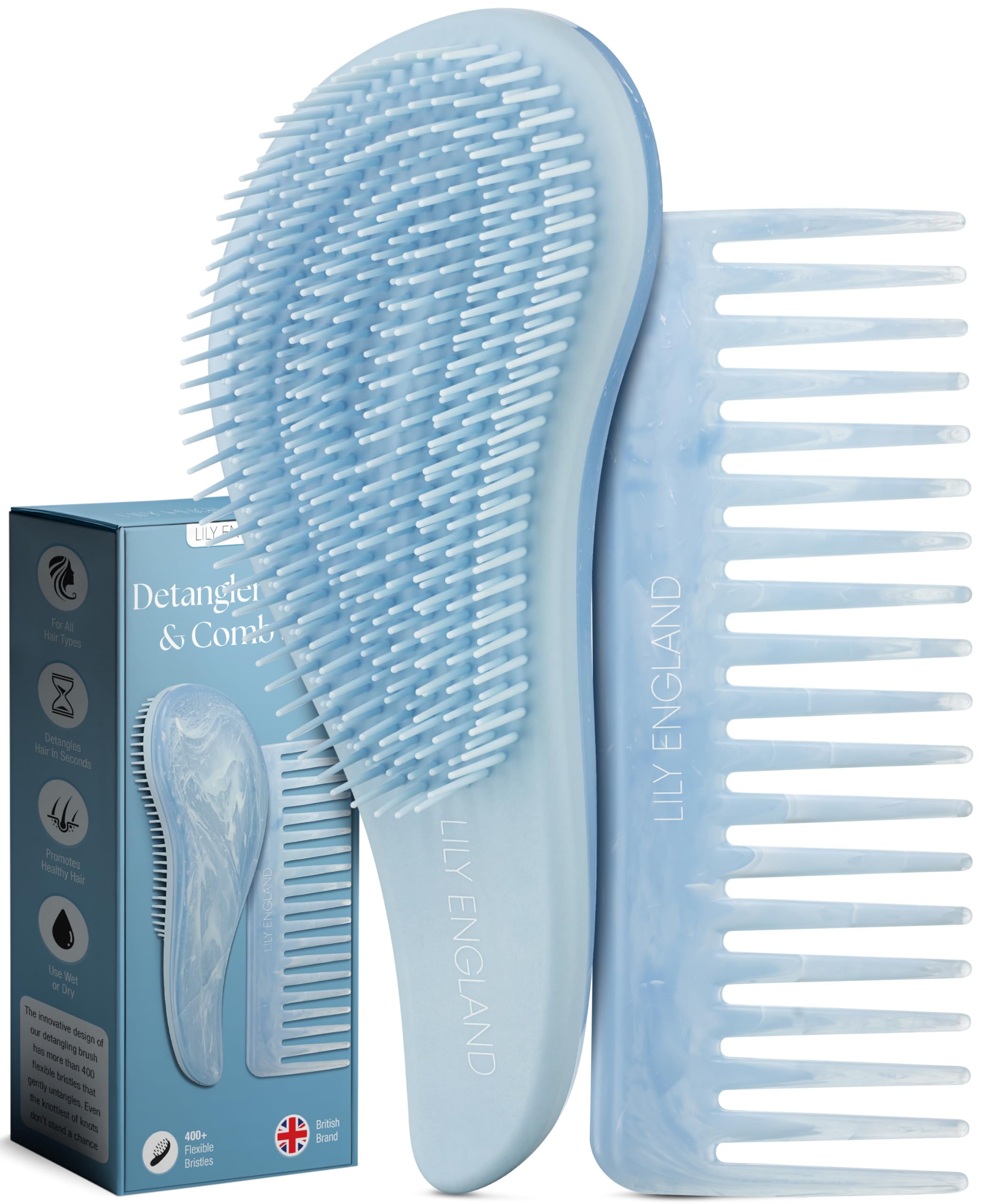Cepillo de Pelo Desenredante Para Cabello Mojado, Seco, Fino, Grueso, Rizado - Mejor Cepillo Para Todo Tipo de Cabello - Regalo Ideal Para Mujeres y Niños ¡No Más Enredos - Lily England