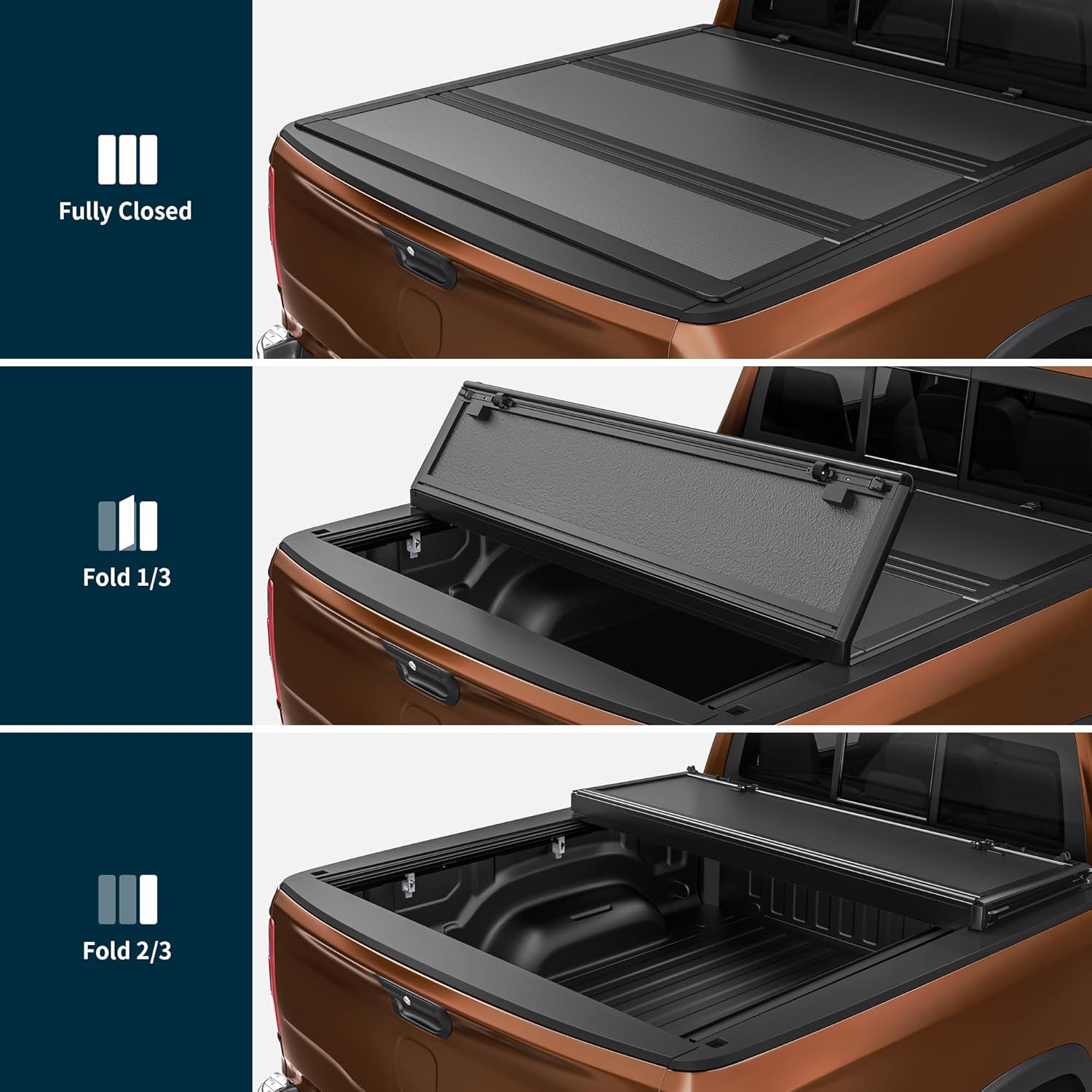 OEDRO Hard Tri-Fold Low-Profile Tonneau Cover Fit for Dodge Ram 1500 New Body 2019 2020 2021 2022 2023 2024 2025 2026 with 5.7ft Bed Without Rambox
