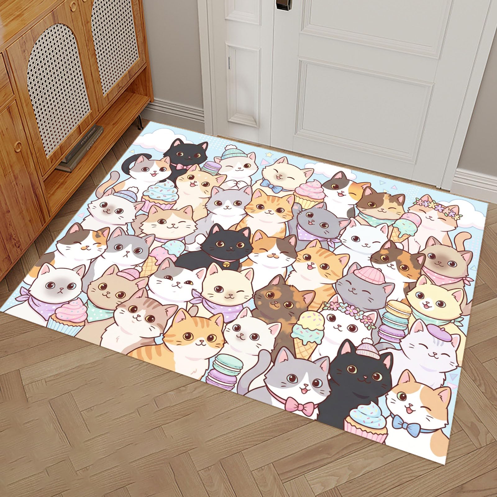 Tapis entrée chats mignons idéal pour sécuriser et décorer la cuisine ou salle de bain