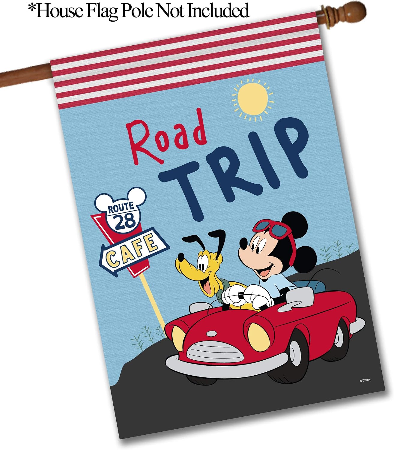 Flagology.com, Disney, Mickey Mouse, Mickey Road Trip – House Flag – 28” x 40”, Outdoor Flag, House Flag 28 x 40, Exclusive Premium Fabric, Officially Licensed Disney