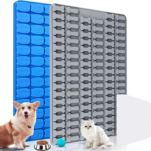 SWSHENR Moldes de silicona para caramelos, 91 formas de gato de dibujos animados y hueso de perro y huella de pata, moldes de chocolate, moldes de