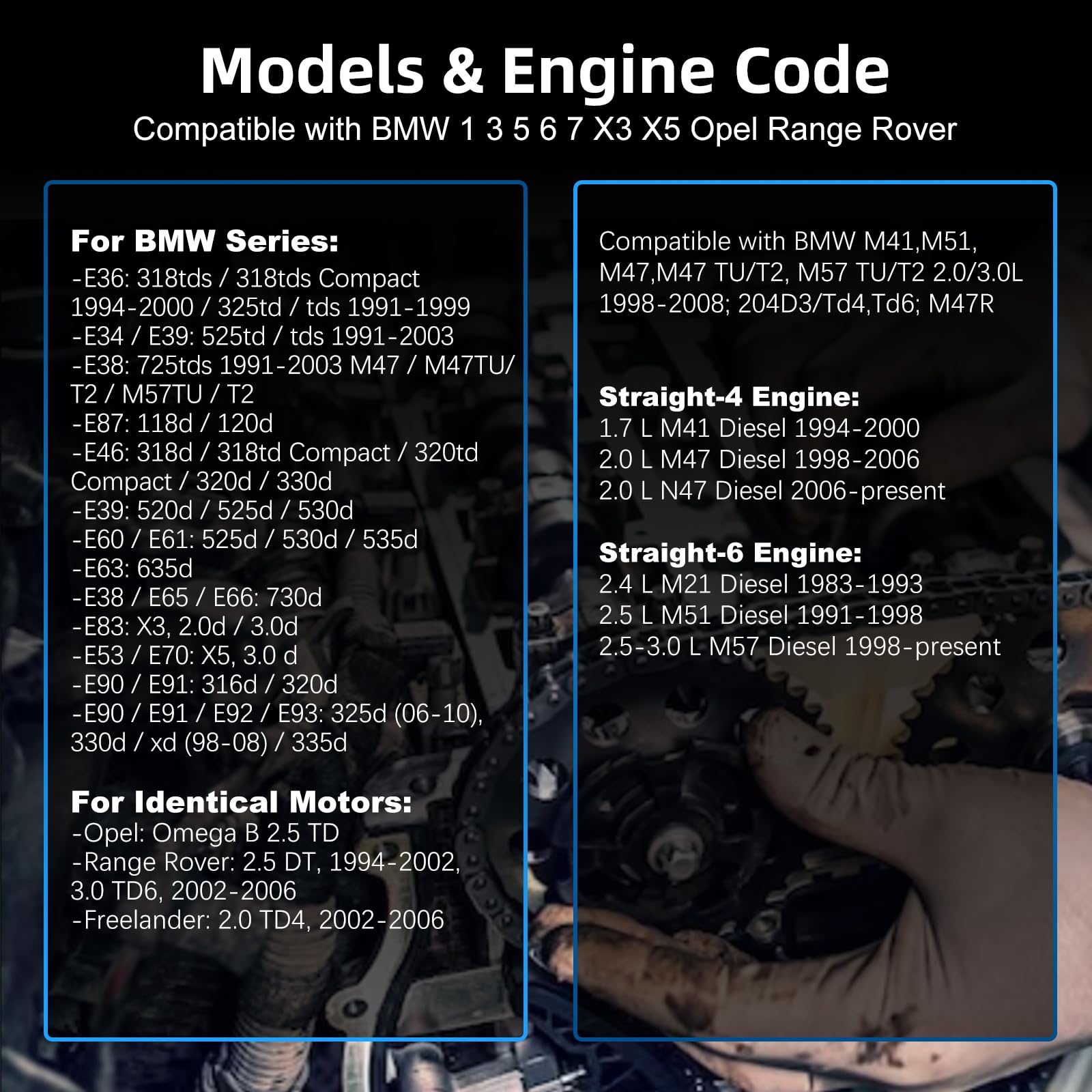 FreeTec 12tlg Steuerkette Werkzeug, Diesel Motor Einstellwerkzeug Nockenwellen Kurbelwelle Werkzeug Set, Absteckwerkzeug Arretierwerkzeug Steuerkette für BMW M41 M47 M51 M57 TU/T2 2,0 3,0