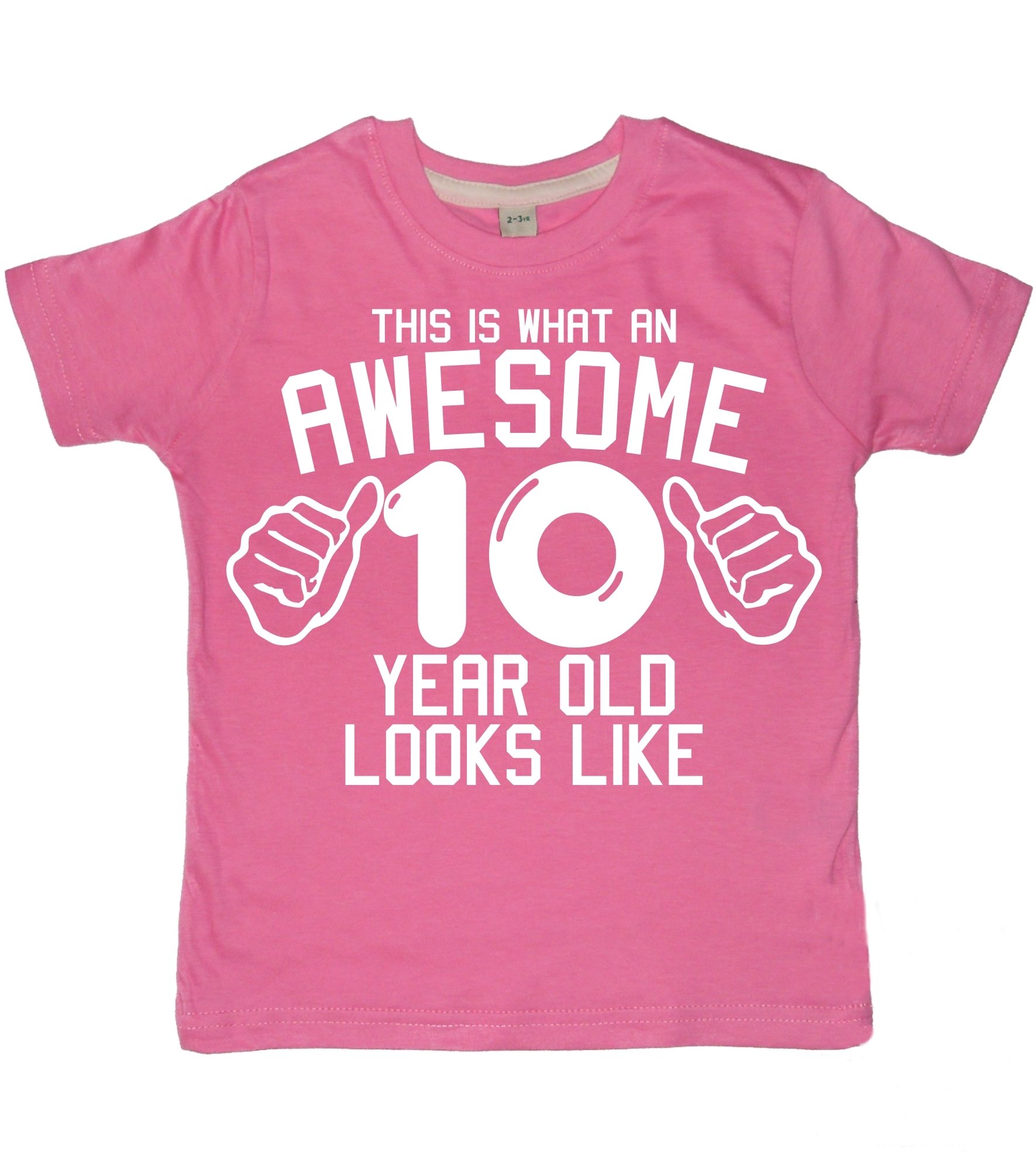 Edward Sinclair This What an Awesome 10 Year Old Looks Like | Bubblegum Pink Girls | 10th Birthday T-Shirt | 9-11 Years | White Glitter Print