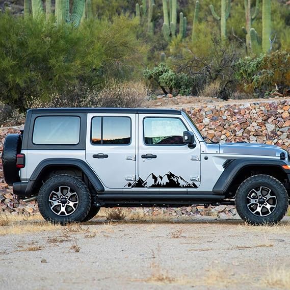 TOMALL 1 Pair 29.7'' Mountains Stickers Decal for Car Body Door Side Auto Snow Mountains Graphic Vinyl Decal Decoration for SUV Truck Off-Road Vehicles Universal Long Size Stickers Accessories (Black)