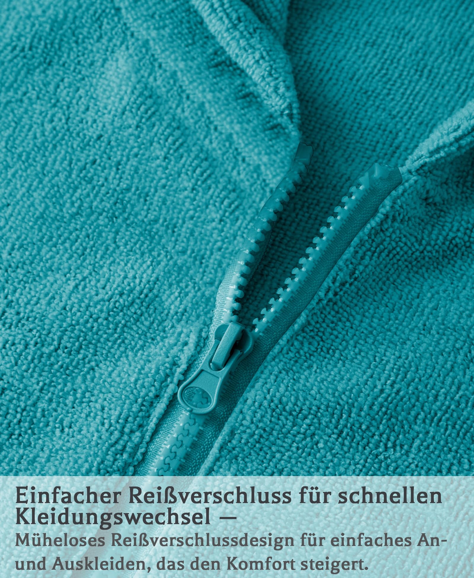 DiaryLook Kapuzen-Badeponcho mit Reißverschluss | Schnelltrocknender Surf-Poncho Microfiber Handtuch für Strand/Schwimmbad | Umkleidehilfe bei Wassersport & Schnorcheln | Damen & Herren