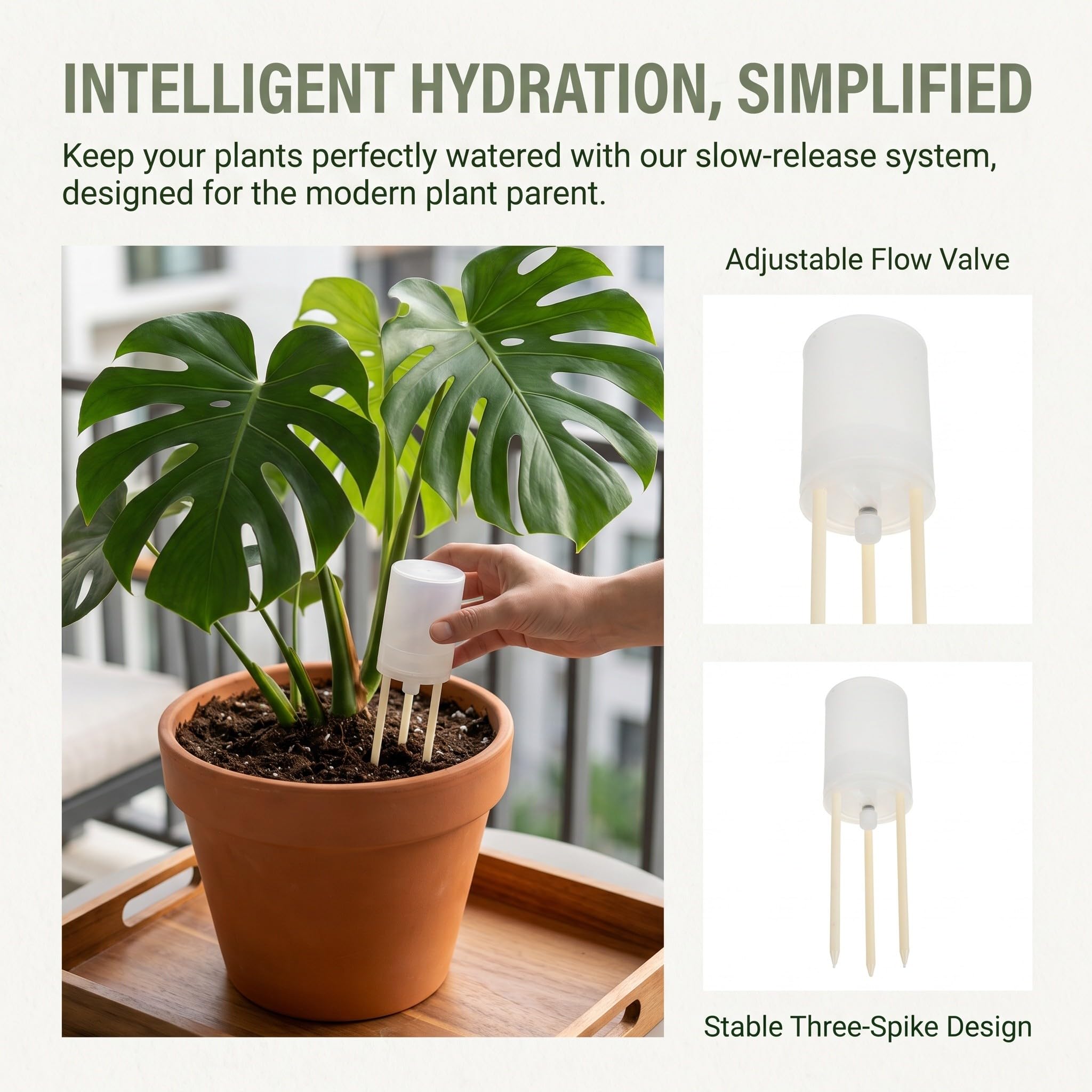 Lurrose Set di 4 vasi autoirriganti con Punta, gocciolatore a Flusso Regolabile per Piante su palo di Muschio, Dispositivo di irrigazione Automatico per Monstera, irrigatore per palo di Muschio