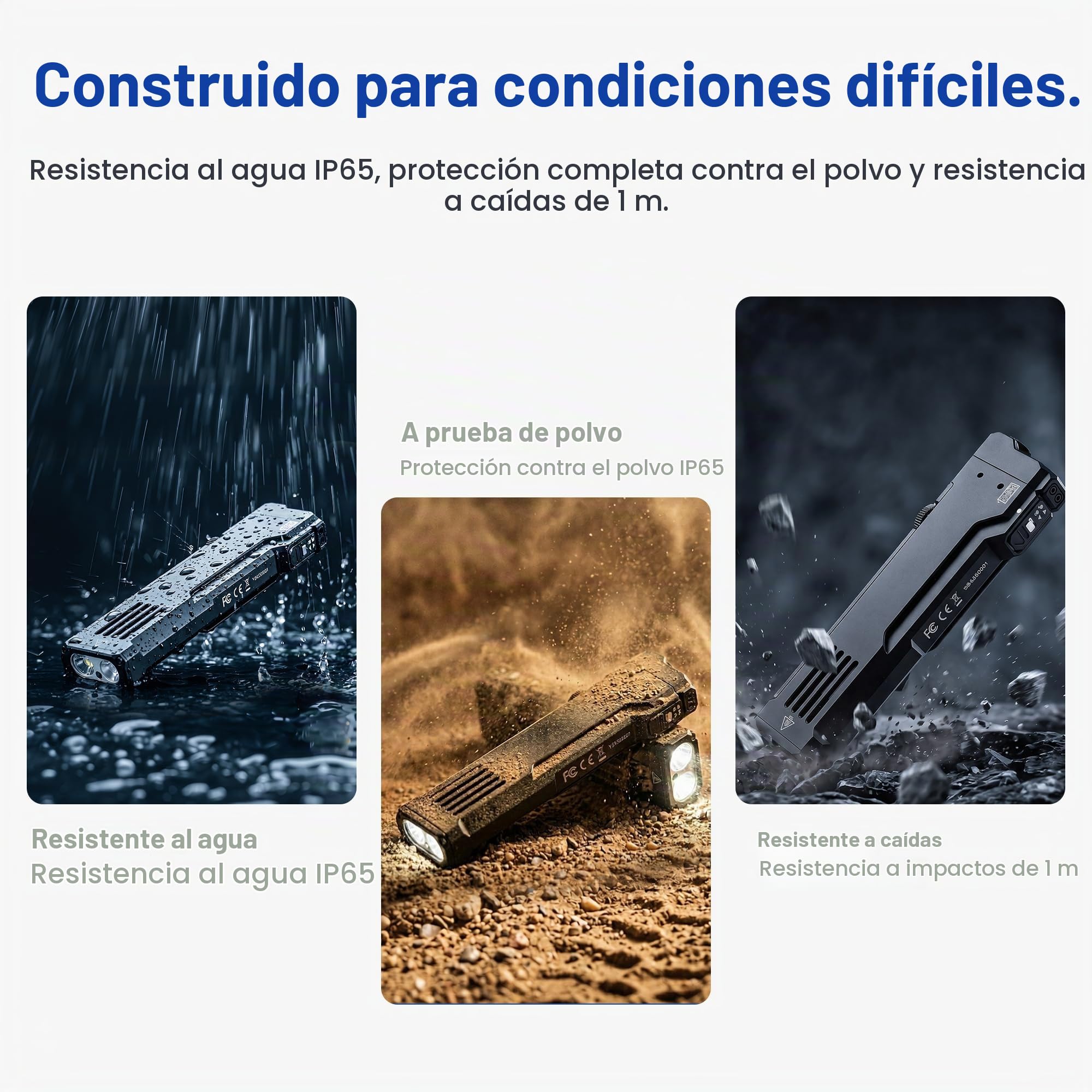 WUBEN X5 Linterna LED Recargable 1300 Lúmenes, Tactica Potente 3 en 1 | 6 Modos Haz Verde y Luz Negra UV, IP65 Impermeable Para Exterior, Camping, Trabajo, Emergencia y Reparaciones(Negro)