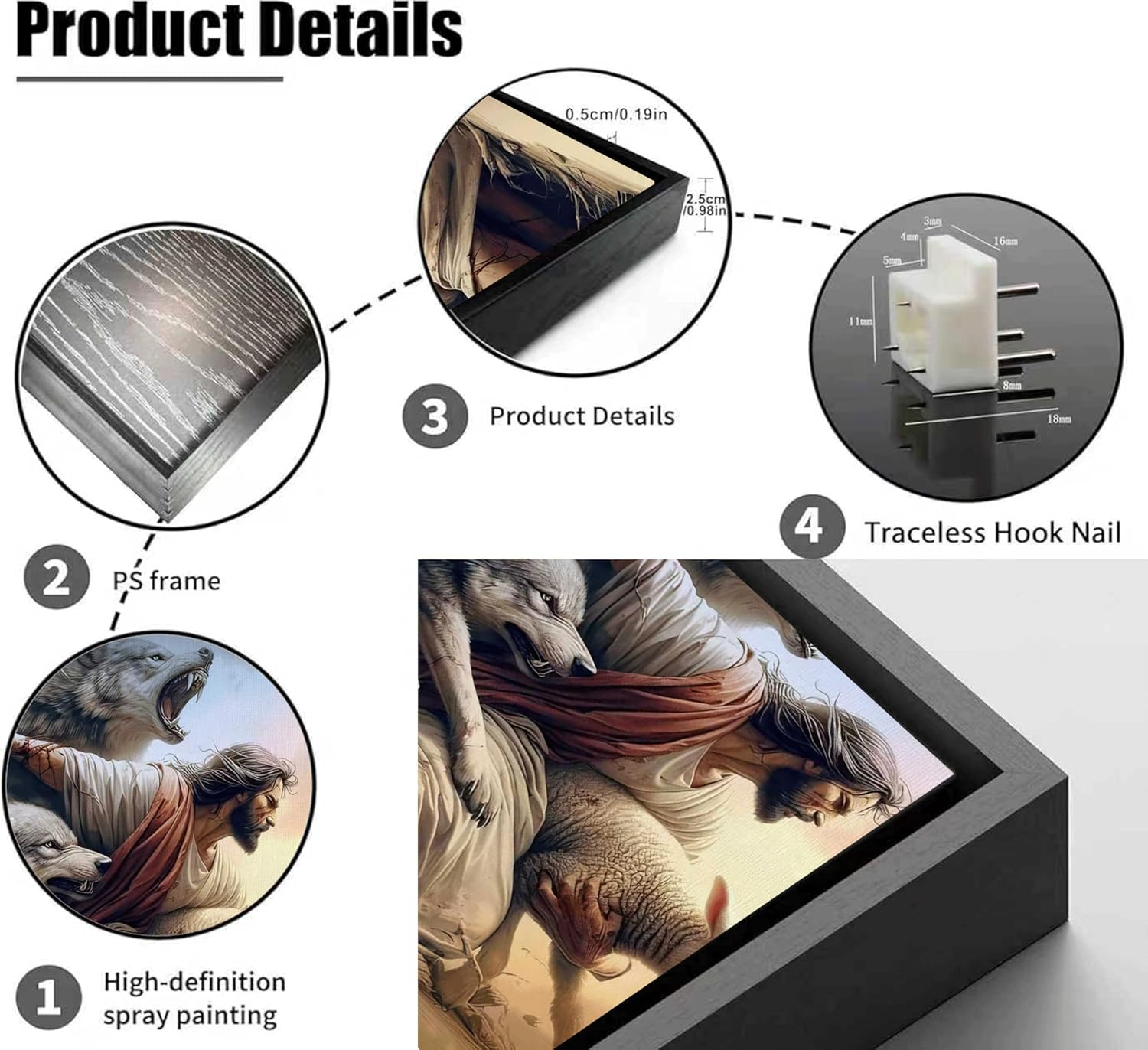 Jesus And Lamb Wall Art Jesus Saves The Lost Lamb Wolf Painting Picture Wall Decor The Shepherd'S Protection Poster Print Artwork t for Living Room Bedroom Church Home Decortion