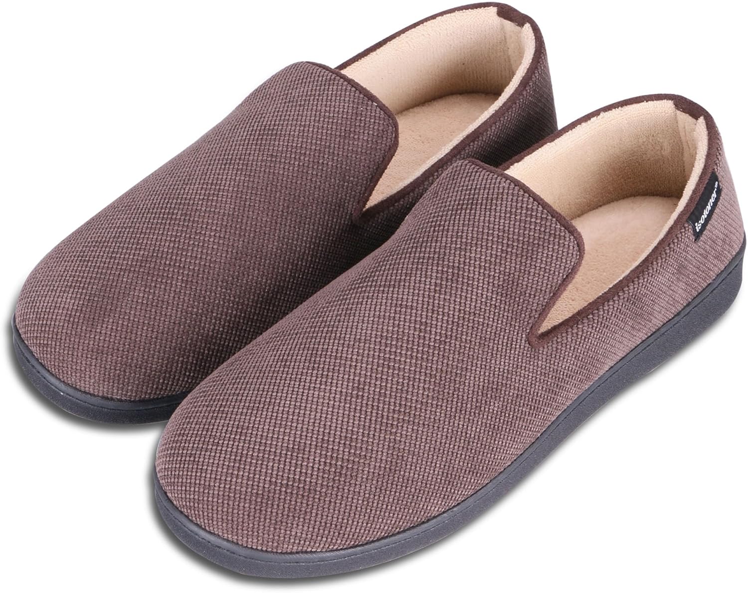 isotoner mens Indoor/Outdoor Breathable Diamond Corduroy Slippers With Memory Foam Comfort - Image 4