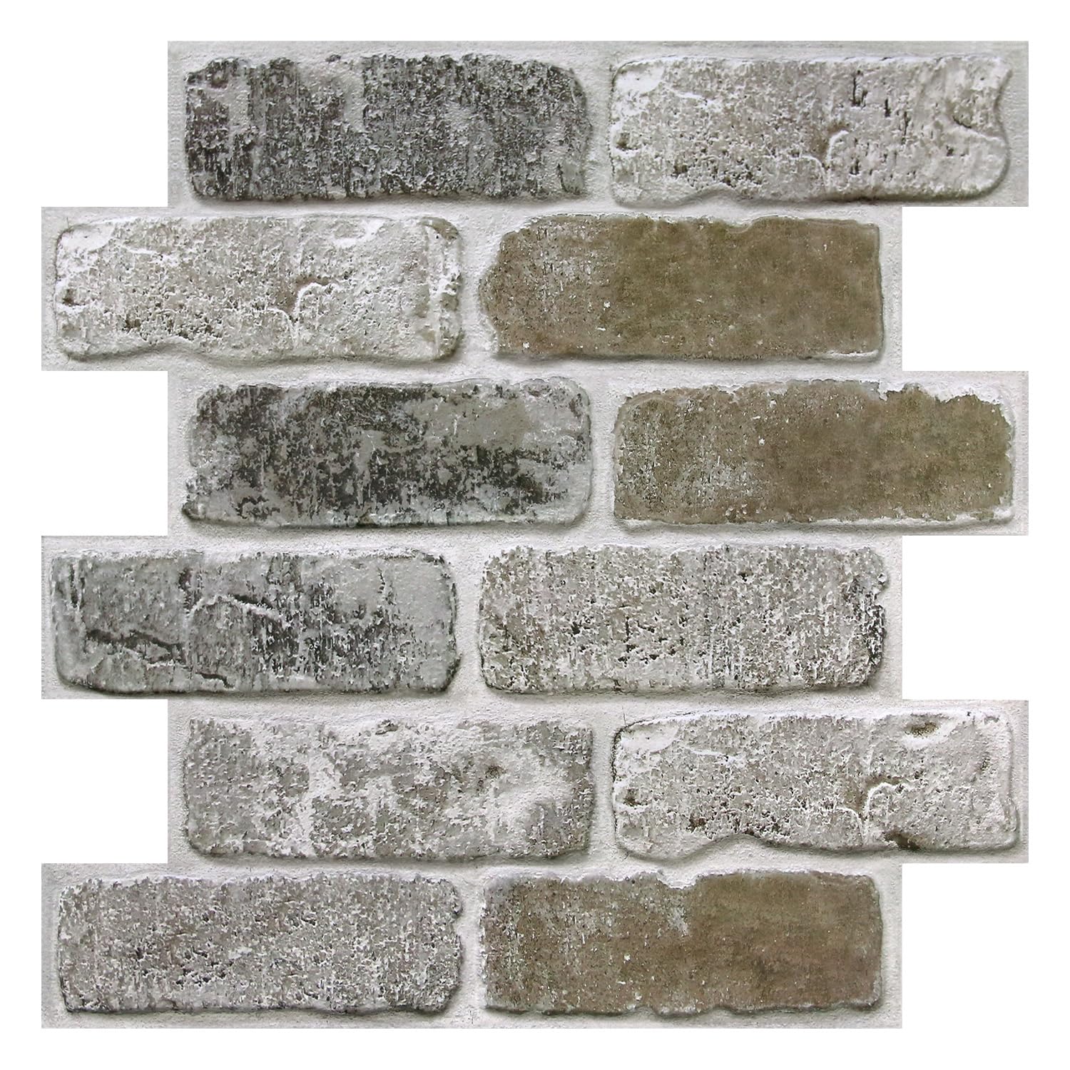COMSTICKC Panele dekoracyjne na ściany - 10 sztuk 30x30 cm, samoprzylepne panele 3D z efektem cegły, ultralekkie PVC do wnętrz - salon, łazienka, kuchnia (Brązowy szary)