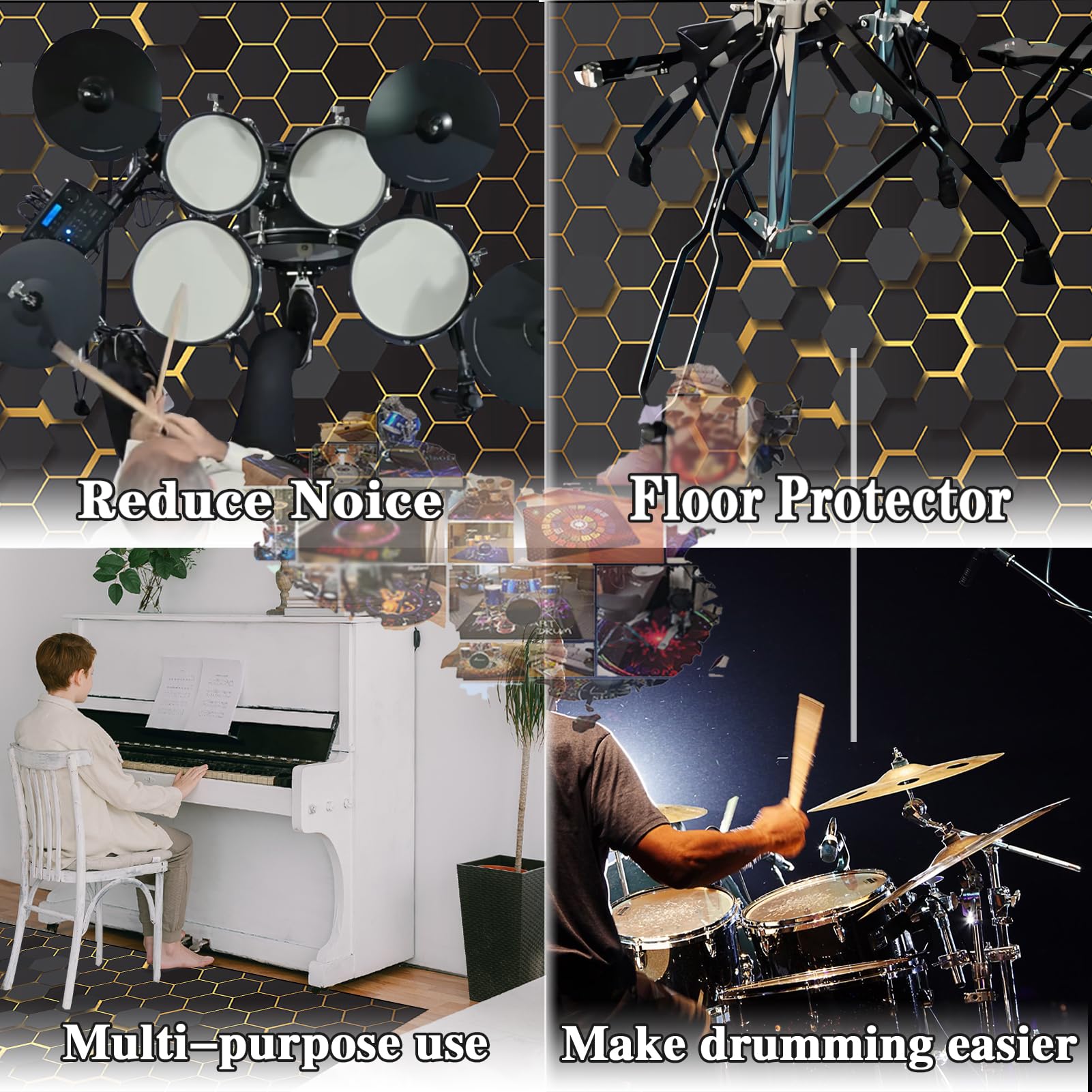 Mata ochronna do akcesoriów perkusyjnych elektroniczna mata perkusyjna dźwiękoszczelna mata bębnowa mata akustyczna mata podłogowa do instrumentów muzycznych 140 x 120 cm