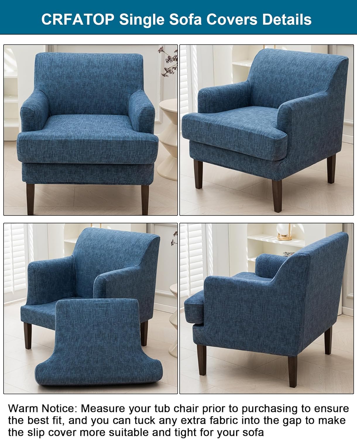 CRFATOP Mid-Century Accent Chair Covers with Cushion Cover Printed 2 Pieces Upholstered Armchair Slipcovers for Living Room Comfy Sofa Reading Furniture Protector for Apartment Bedroom Office,B02