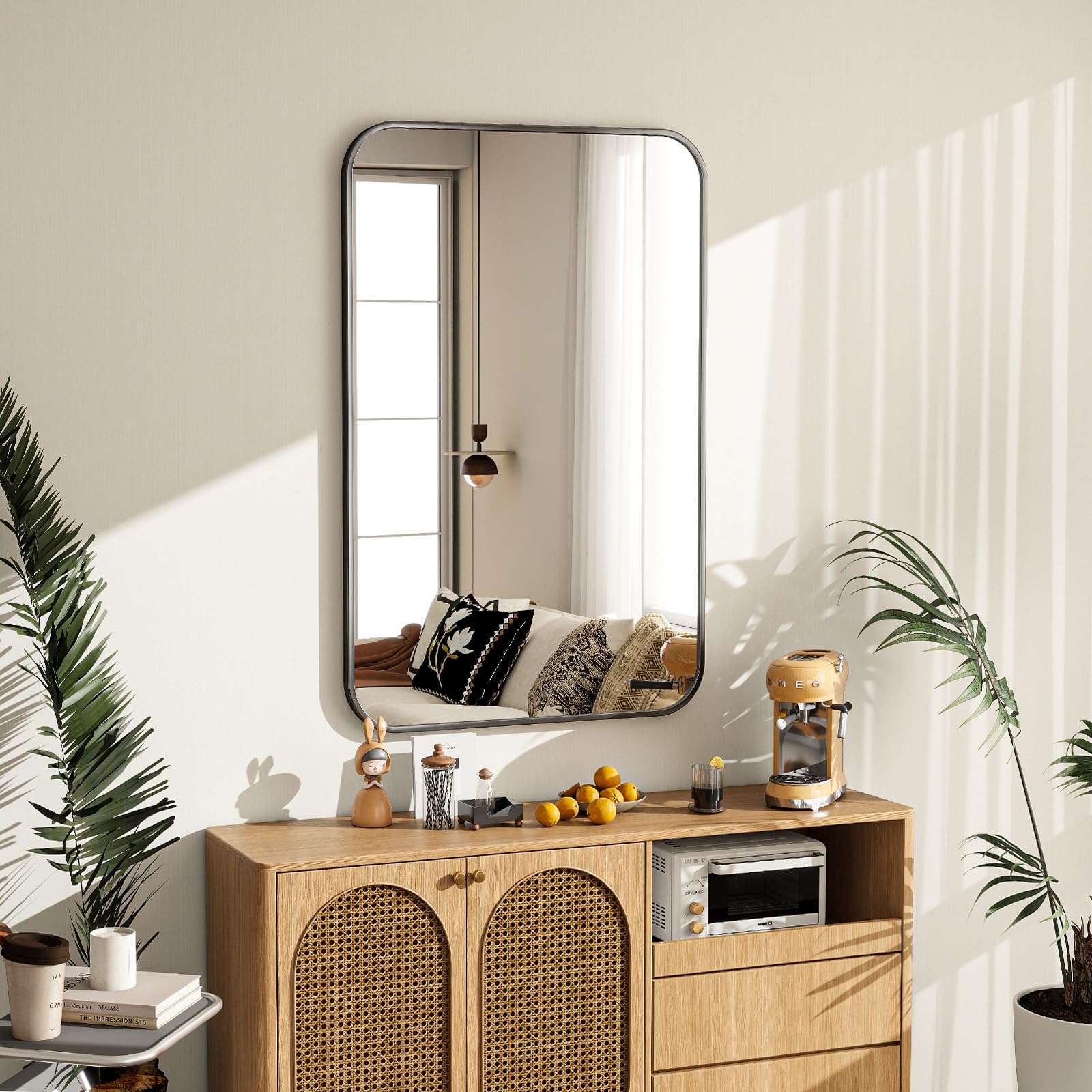 20x28 Inch Bathroom Mirror - Wall Mounted Vanity Mirror with Round Corner Aluminum Alloy Frame Hanging Horizontally Vertically