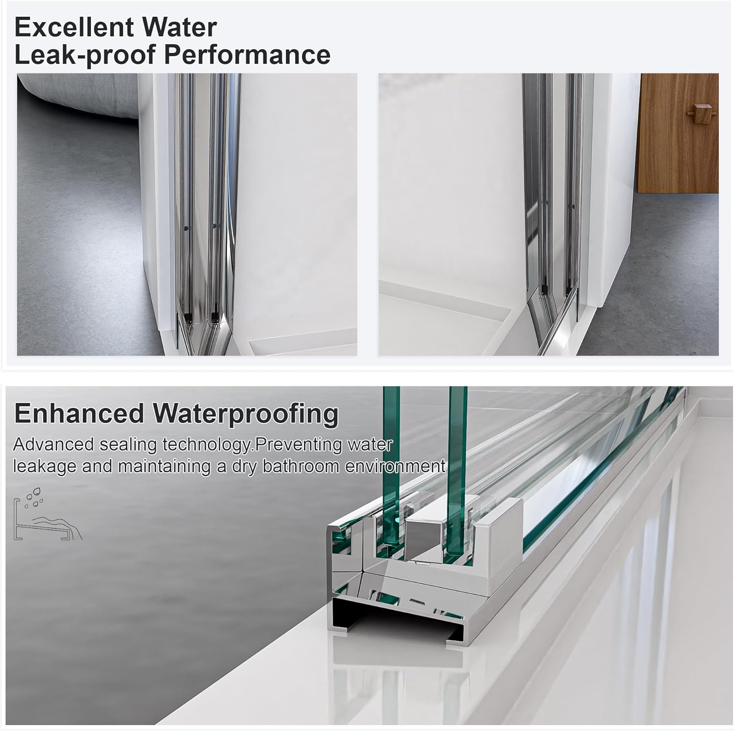 56-60inx72 H Aluminum Frame Double Sliding Shower Doors, 6mm SGCC Tempered Glass Door w/Stainless Steel Handle, Shatterproof, Waterproof Design for Modern Bathrooms, Chrome