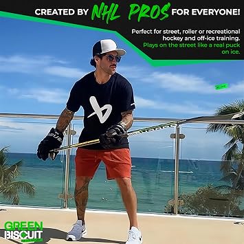 Green Biscuit Passer-2 Pack | Off-Ice Stickhandling & Passing Puck | The is Great for Street Hockey