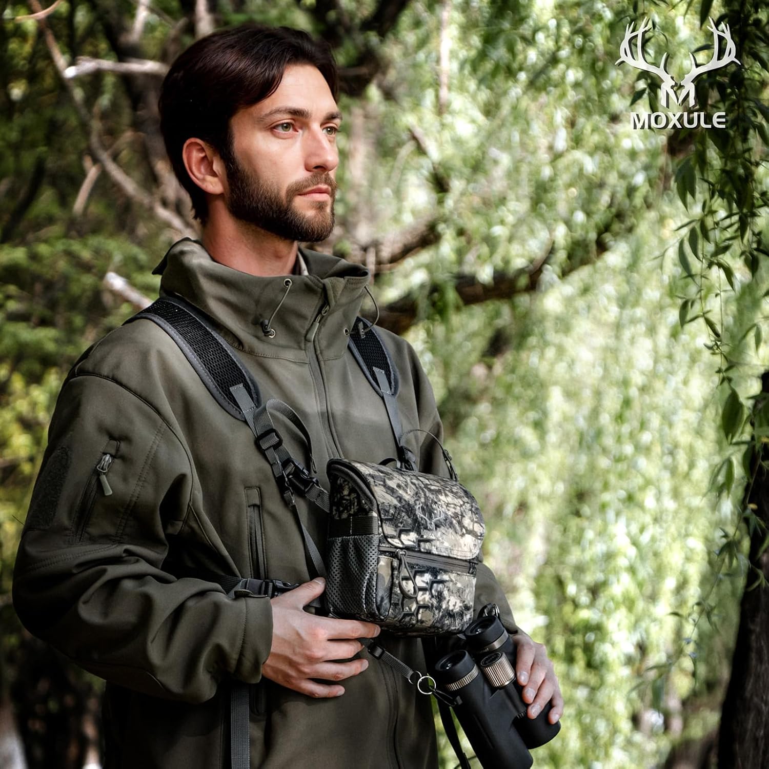 Binocular Harness Chest Pack: Bino Case with Magnetic Lid and Rain Cover for Huntin... - Image 6