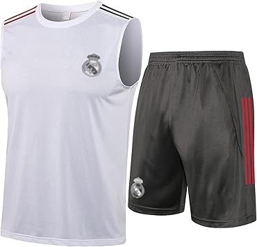 Amazon 21 22 シーズンのレアルマドリードフットボールトレーニングスーツ メンズノースリーブホワイトスポーツウェアアンダーシャツスーツ ベスト ショーツ White S Mbmm スポーツ アウトドア