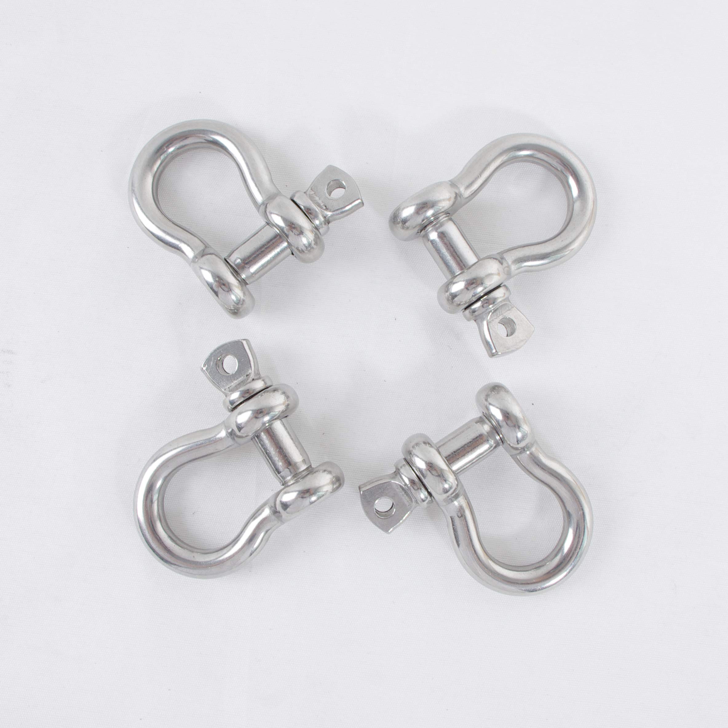 Size 5/16" Anchor Shackle, 316 Stainless Steel Body Material, 316 Stainless Steel Pin Material, 4PK.