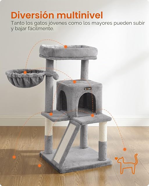 Foto 3 de 8 de Feandrea Árbol de Gatos, Torre para Gatos Grandes, Gris Claro PCT51W