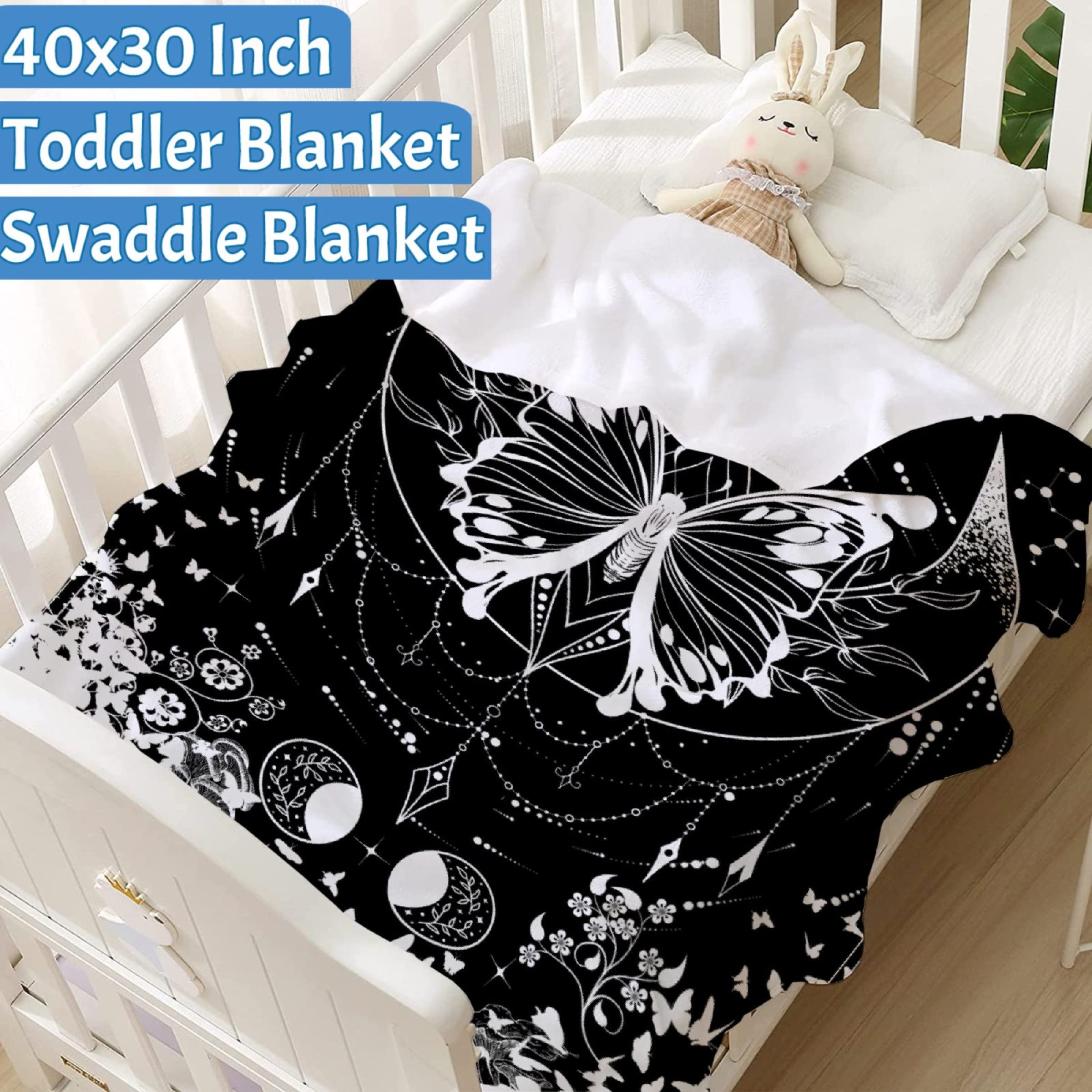 Ottoy Moon Butterfly Moth Flowers Super Soft Micro Fleece Blankets Quilt Plush Lightweight Dual-Sided Decorative Couch, Sofa, Travel, Lap, Bed Throw Blanket,60