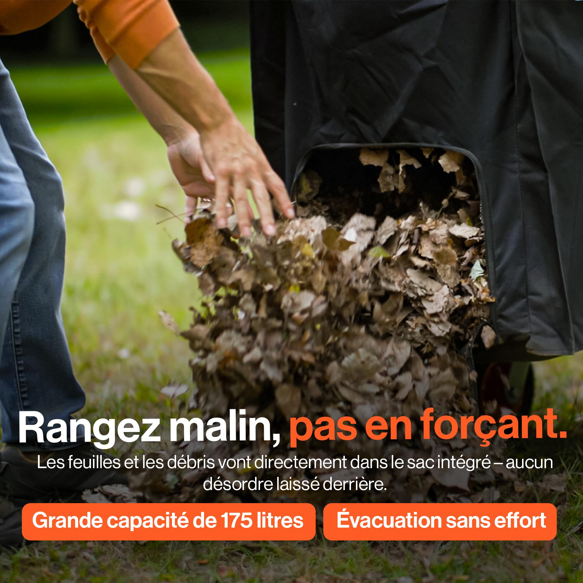 SuperHandy Aspirateur à Feuilles & broyeur de Bois, 196 cm³, Sac 175 L