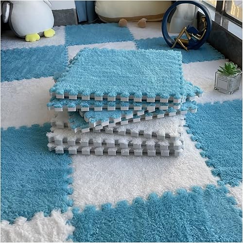 Miniatura 8 de Tapete de espuma de felpa entrelazado de 12 x 12 pulgadas, tapete de espuma de 0.236 in de grosor, alfombra de sala de estar, dormitorio, alfombra