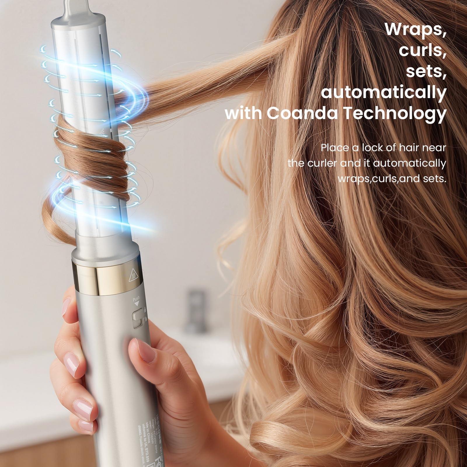 MESCOMB Air Styler 5 en 1, Sèche-Cheveux avec Brosse Soufflante Ovale | Boucleur Auto, Brosse Volumisante, Lissage, Boucles, Séchage Rapide, Anti-Frisottis, Trousse de Rangement pour accessoires