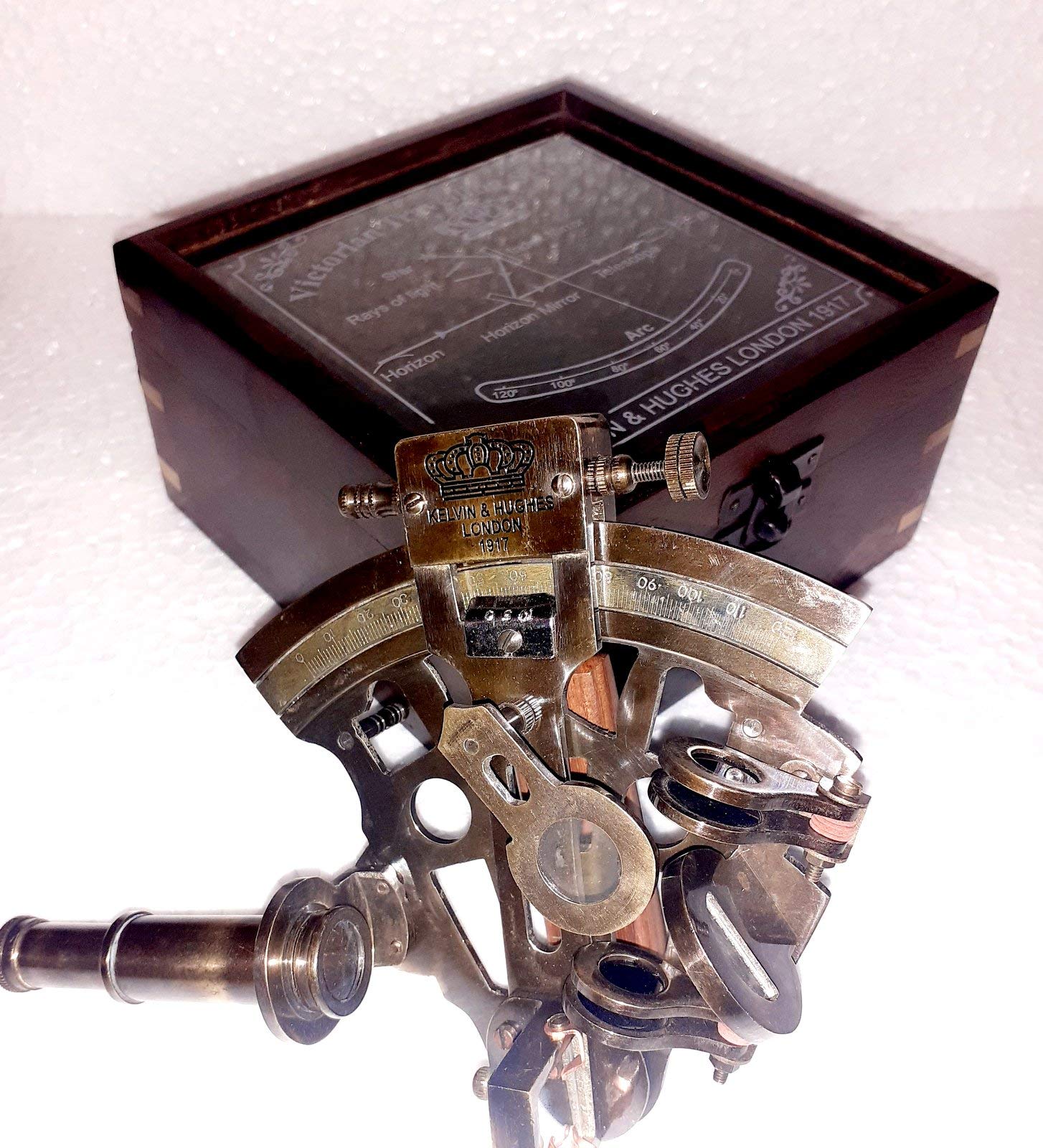 Sextant en laiton vintage objet déco marine rétro étoile 10,2 cm