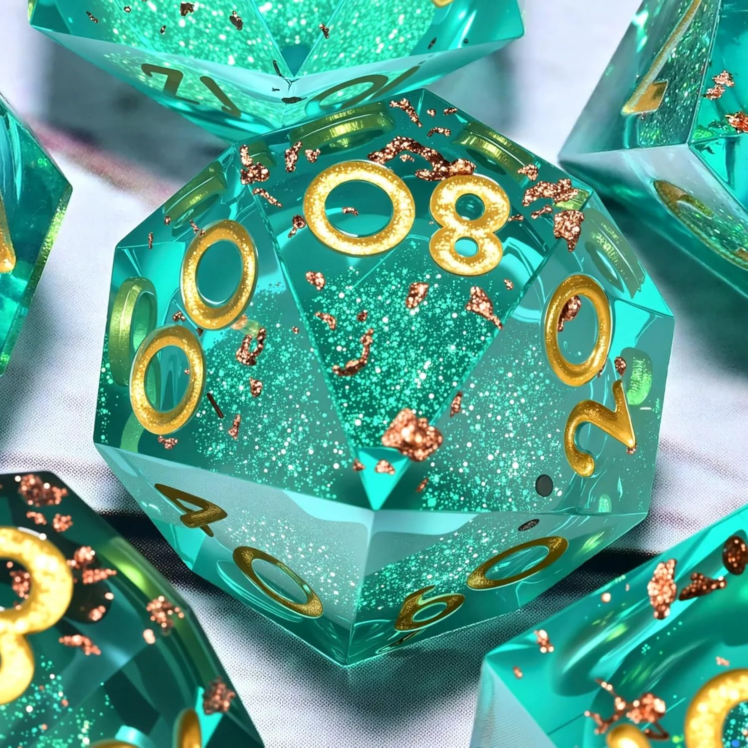 Dungeons and Dragons Liquid Core Dice Set D&D, Polyhedron DND Resin dice Set, Used for Role-Playing dice Magic Pathfinder Game DND dice Set (7 Pieces)