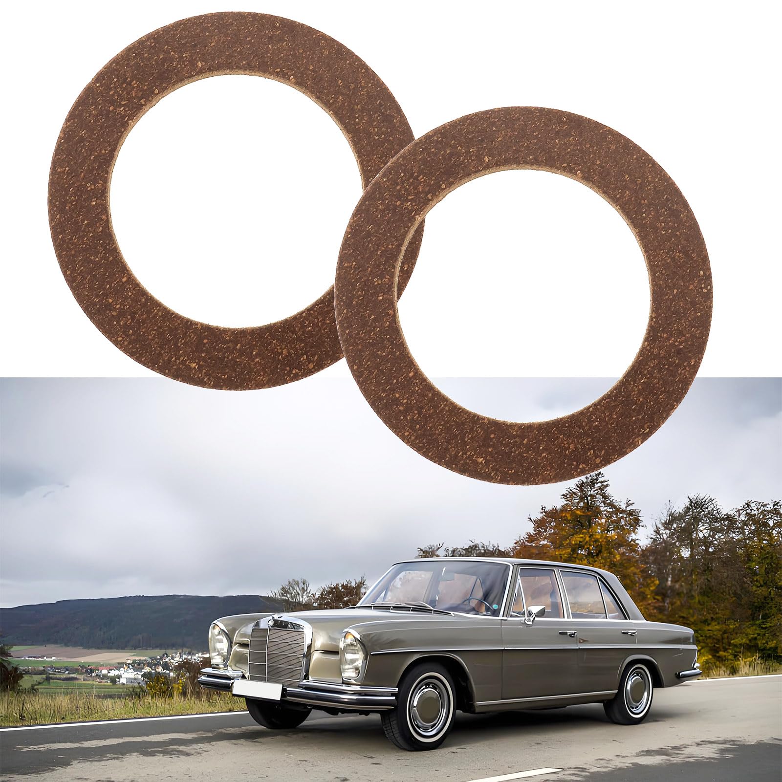 OTOTEC Uszczelka korka paliwa do samochodu, 59 x 40 x 2,5 mm, gumowa uszczelka korkowa, kompatybilna z Mercedes-Benz W107 W108 W109 W110