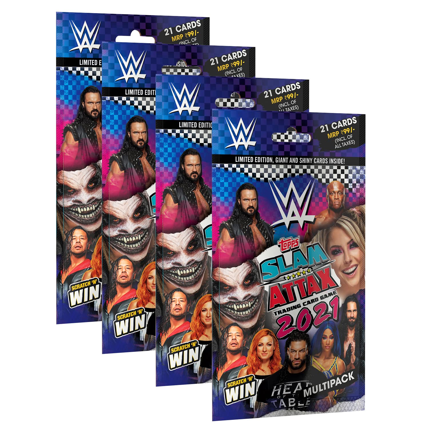 Topps WWE Slam Attax 2021 Edition Multi Pack (Pack of 4) | Wrestling Cards