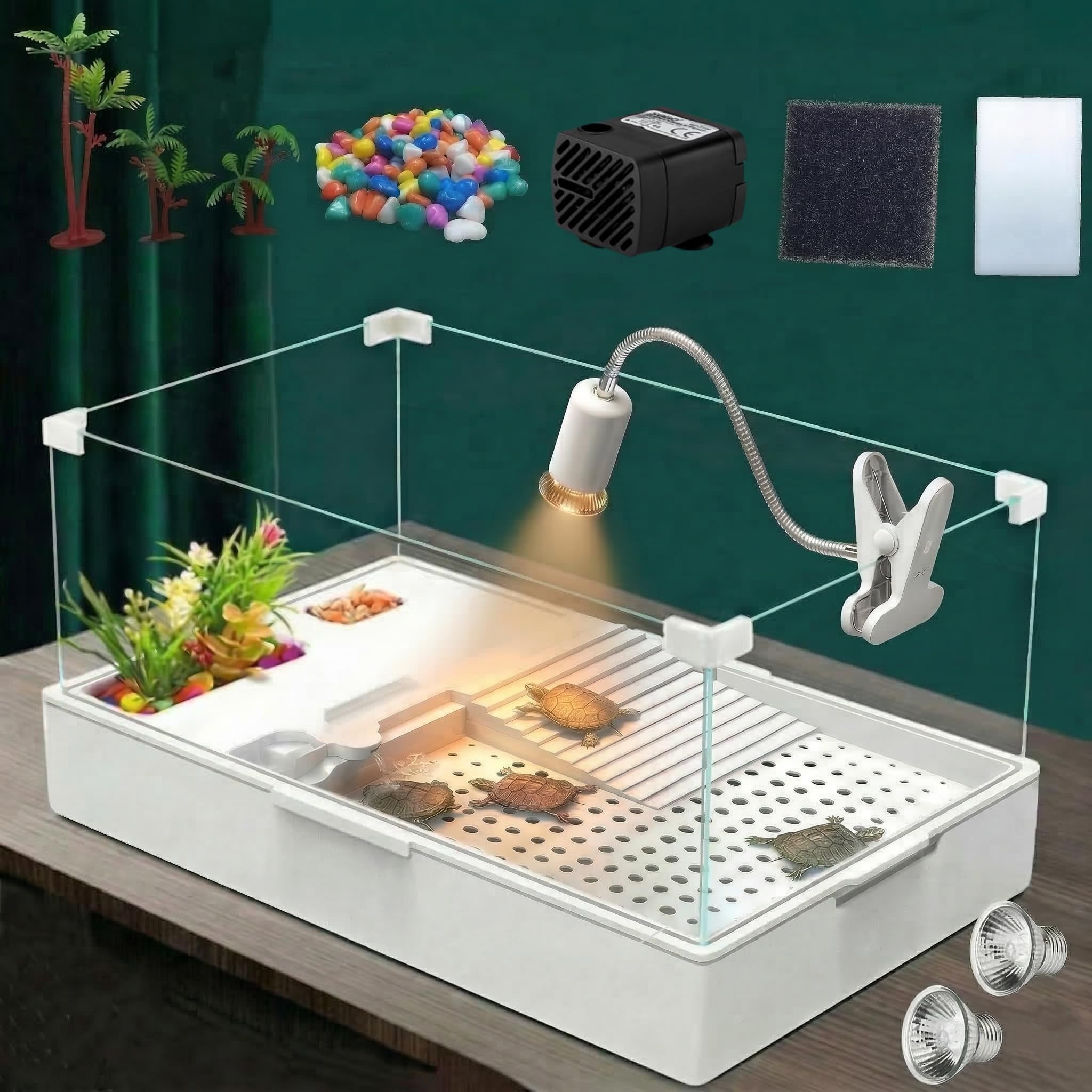 Photo 1 of Turtle Tank Kit with Light and Water Pump, Small Turtle Habitat Starter Kit1079901856