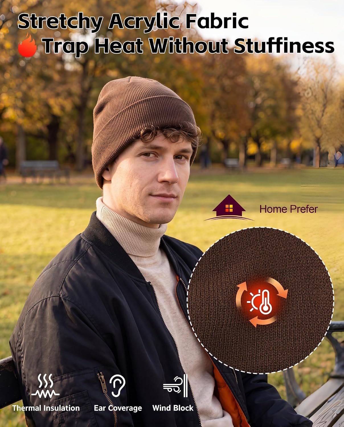 Home Prefer Mens Beanies Cuffed Knitted Winter Hat Watch Skull Cap Warm Beanie Hat for Men Women Unisex Gifts image 2